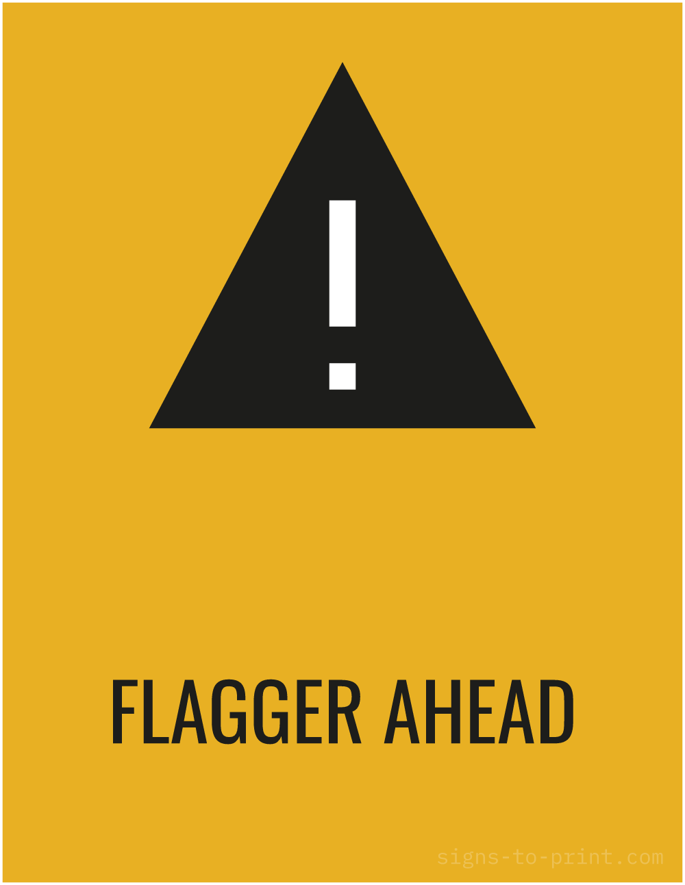 Free printable Flagger Ahead 8.5 x 11 sign, Orange / Black, 8.5 x 11 download