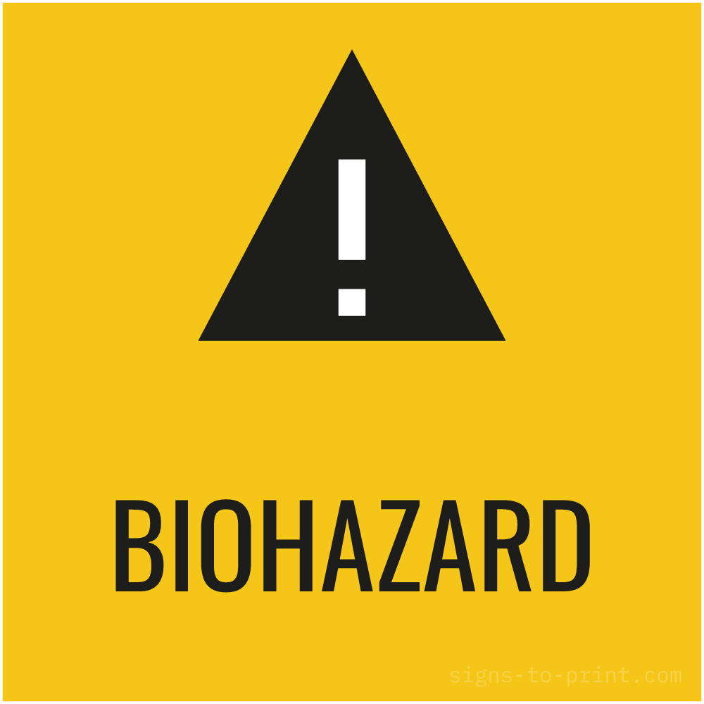 Free printable Biohazard sign, Yellow / Black, 12x12 in