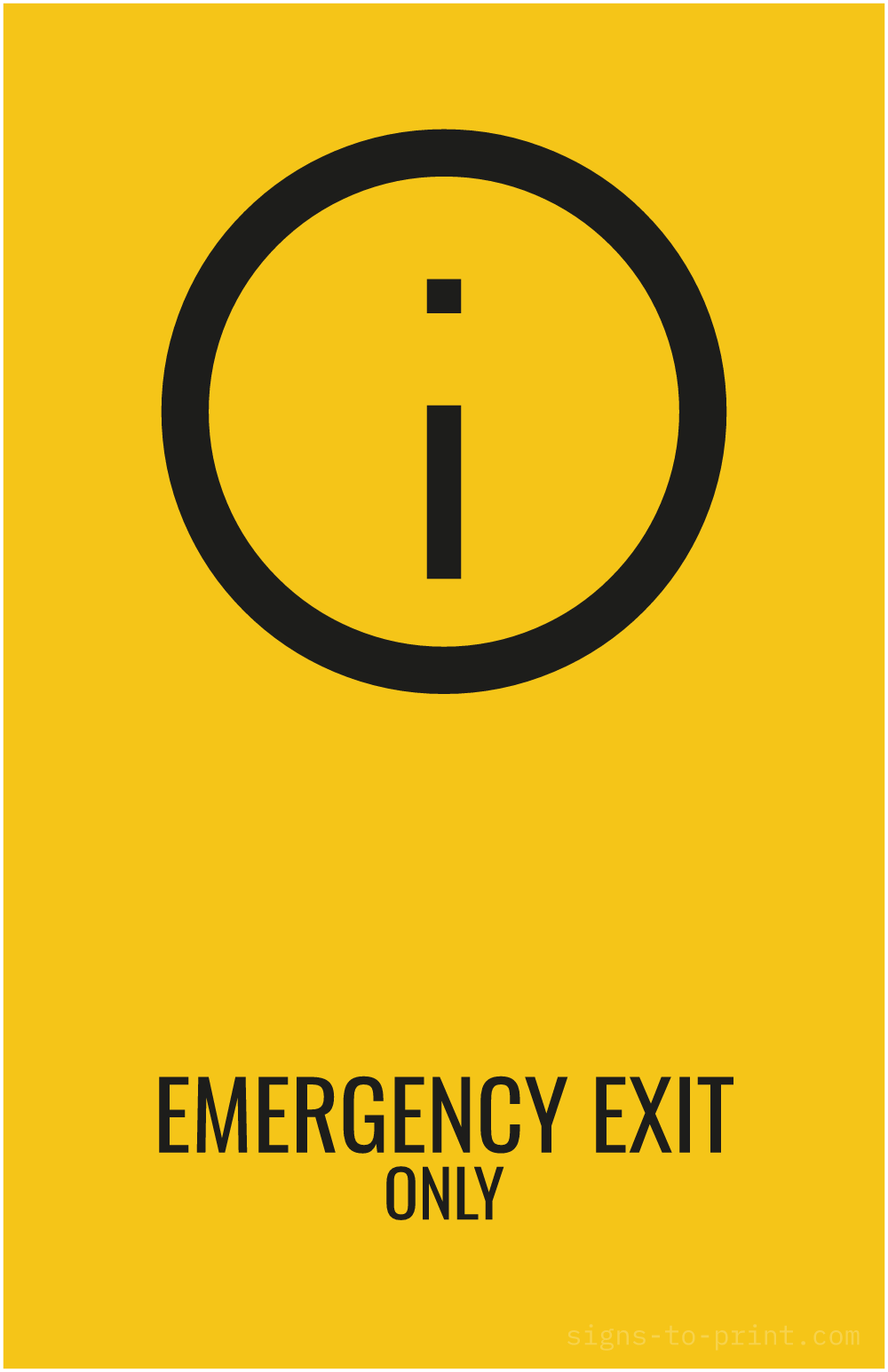 Free printable Emergency Exit Only 11 x 17 sign, Yellow / Black, 11 x 17 download