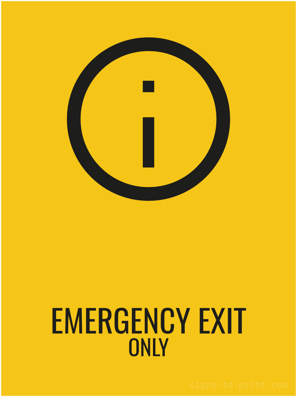 Free printable Emergency Exit Only 18 x 24 sign, Yellow / Black, 18 x 24 download