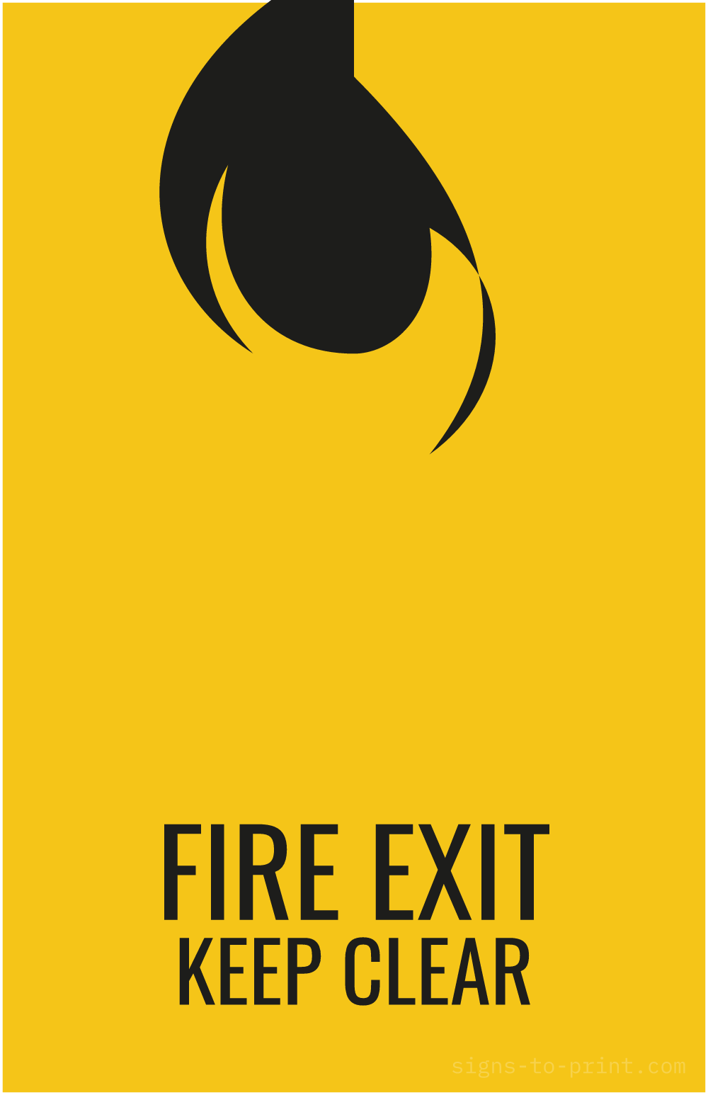 Free printable Fire Exit Keep Clear 11 x 17 sign, Yellow / Black, 11 x 17 download