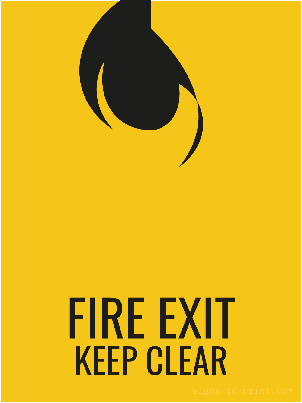 Free printable Fire Exit Keep Clear 18 x 24 sign, Yellow / Black, 18 x 24 download