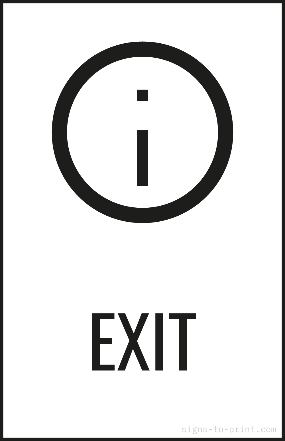 Free printable Exit 11 x 17 sign, Black / White, 11 x 17 download