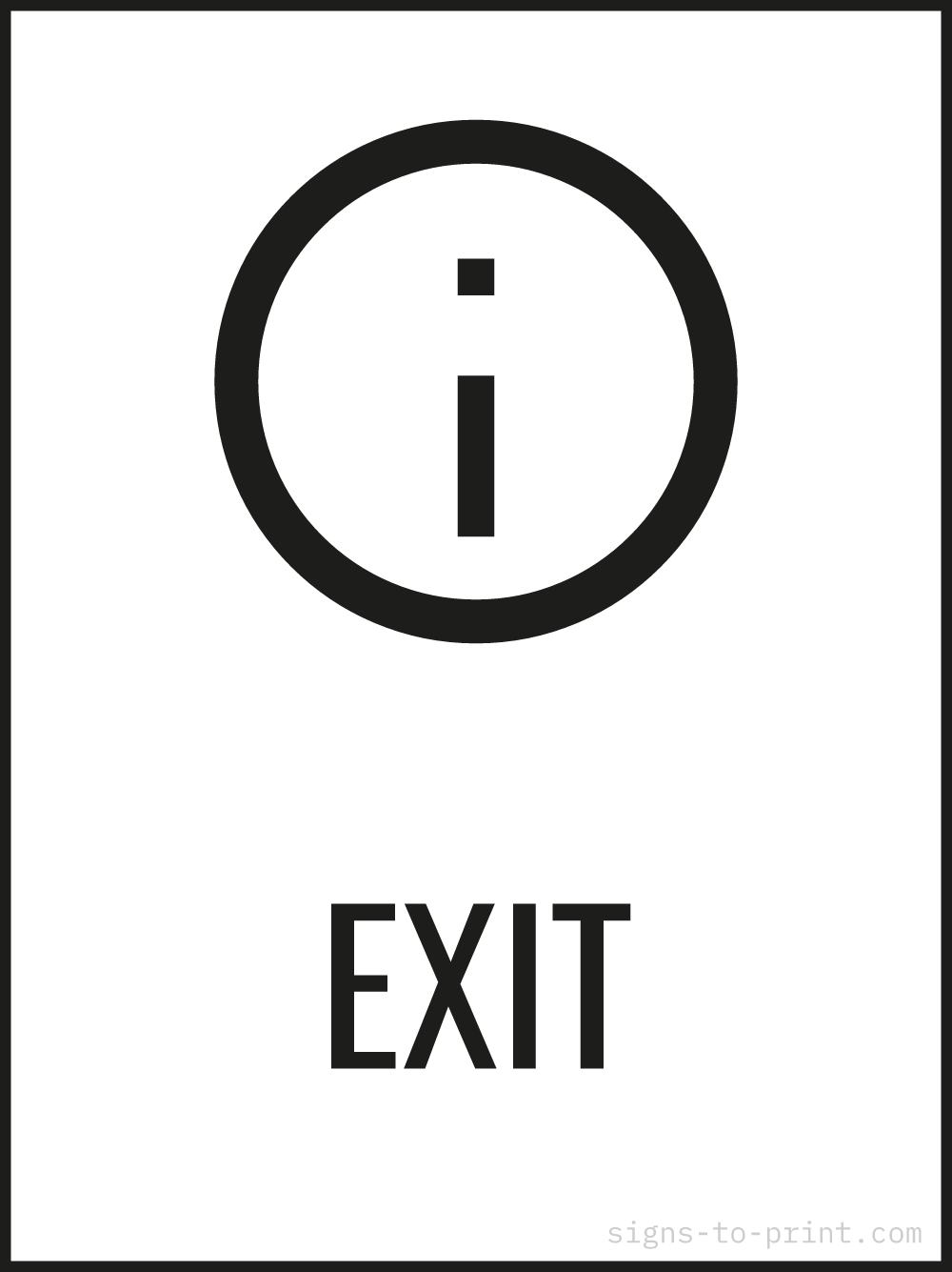 Free printable Exit 18 x 24 sign, Black / White, 18 x 24 download