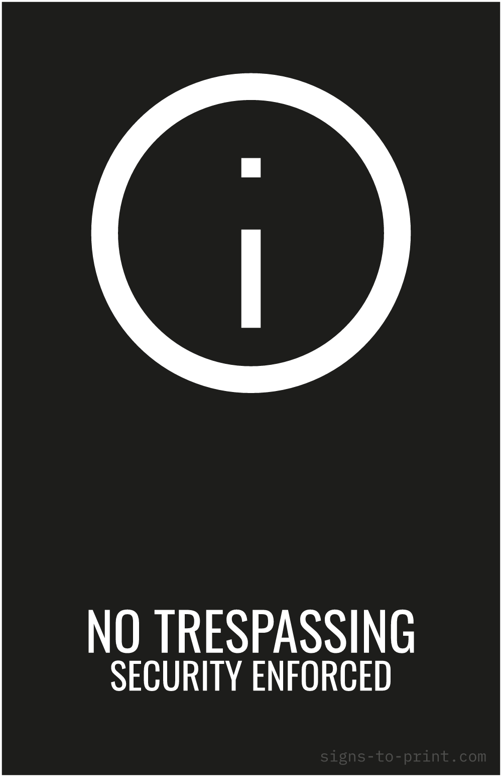 Free printable No Trespassing Security Enforced 11 x 17 sign, Black / White, 11 x 17 download