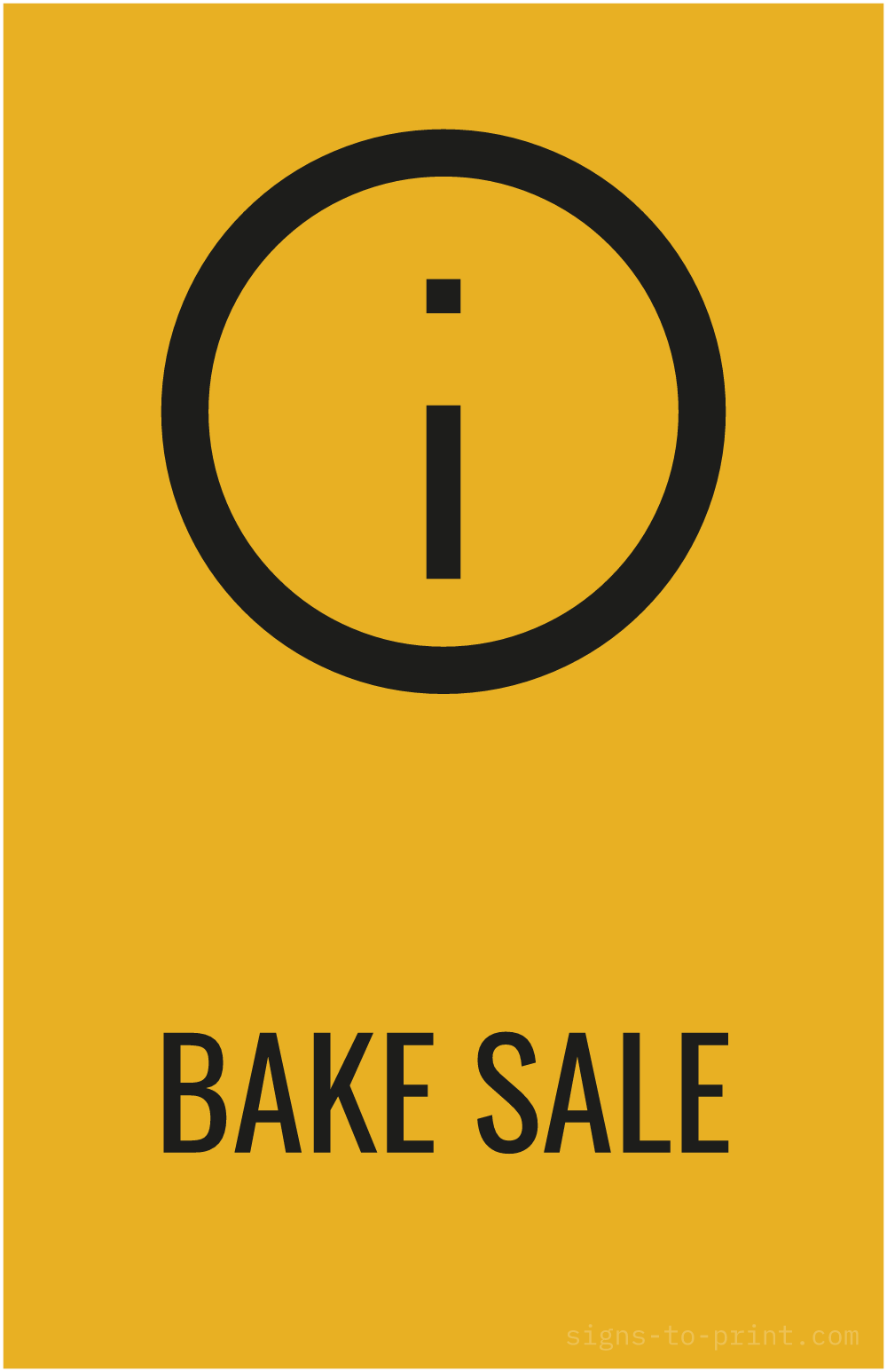 Free printable Bake Sale 11 x 17 sign, Orange / Black, 11 x 17 download