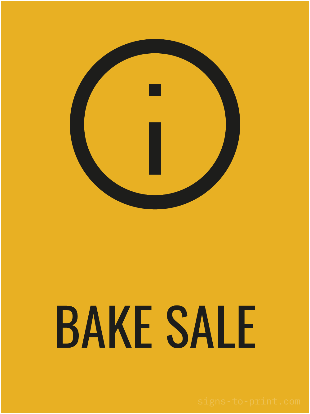 Free printable Bake Sale 18 x 24 sign, Orange / Black, 18 x 24 download