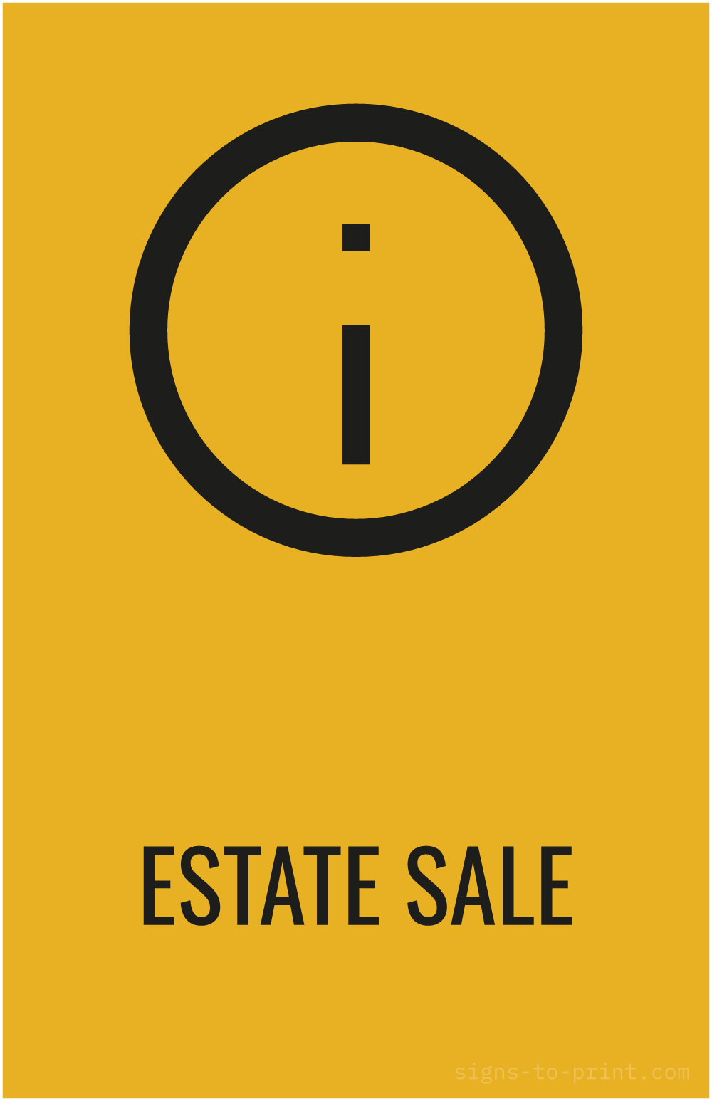 Free printable Estate Sale 11 x 17 sign, Orange / Black, 11 x 17 download