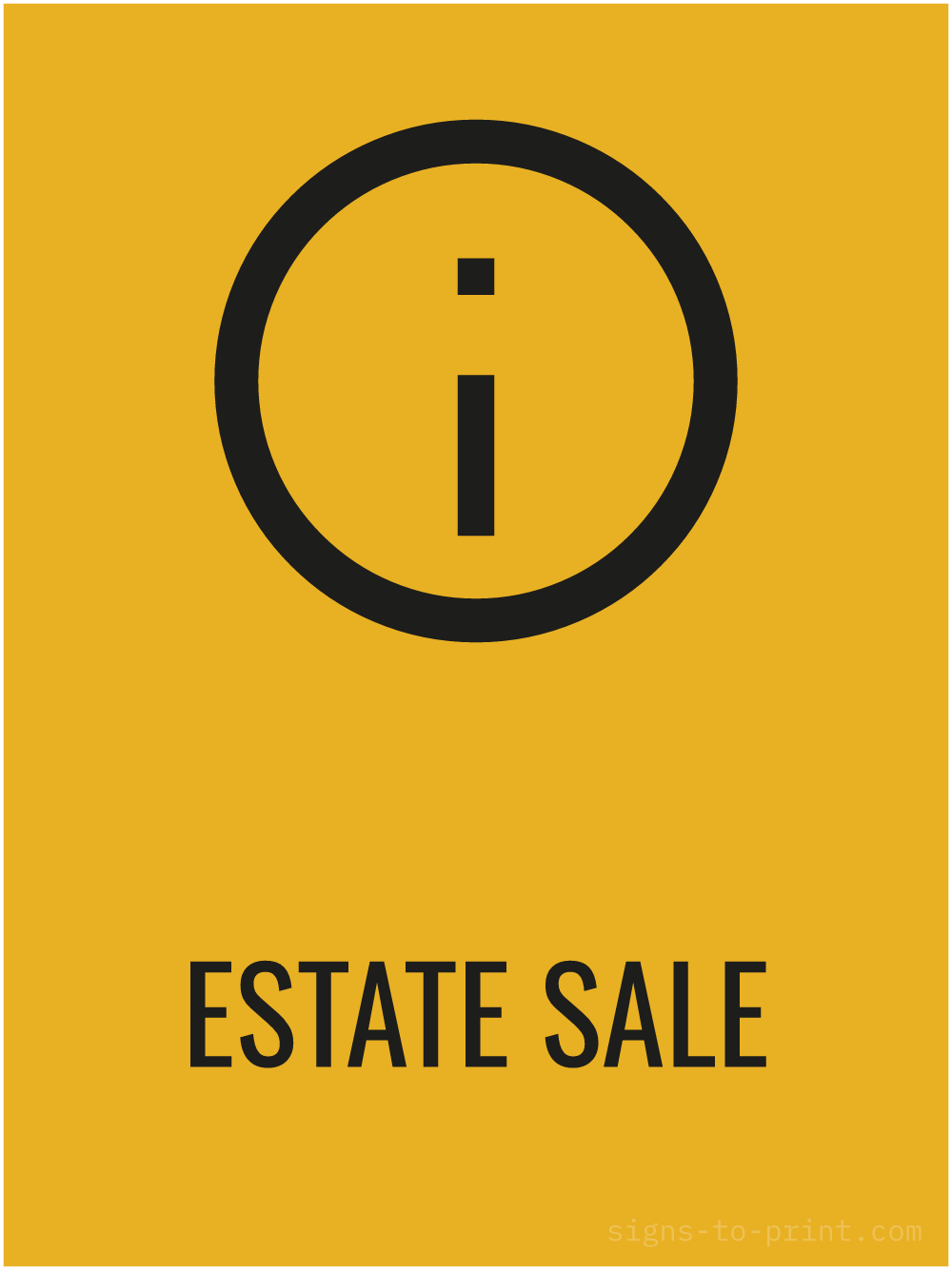 Free printable Estate Sale 18 x 24 sign, Orange / Black, 18 x 24 download