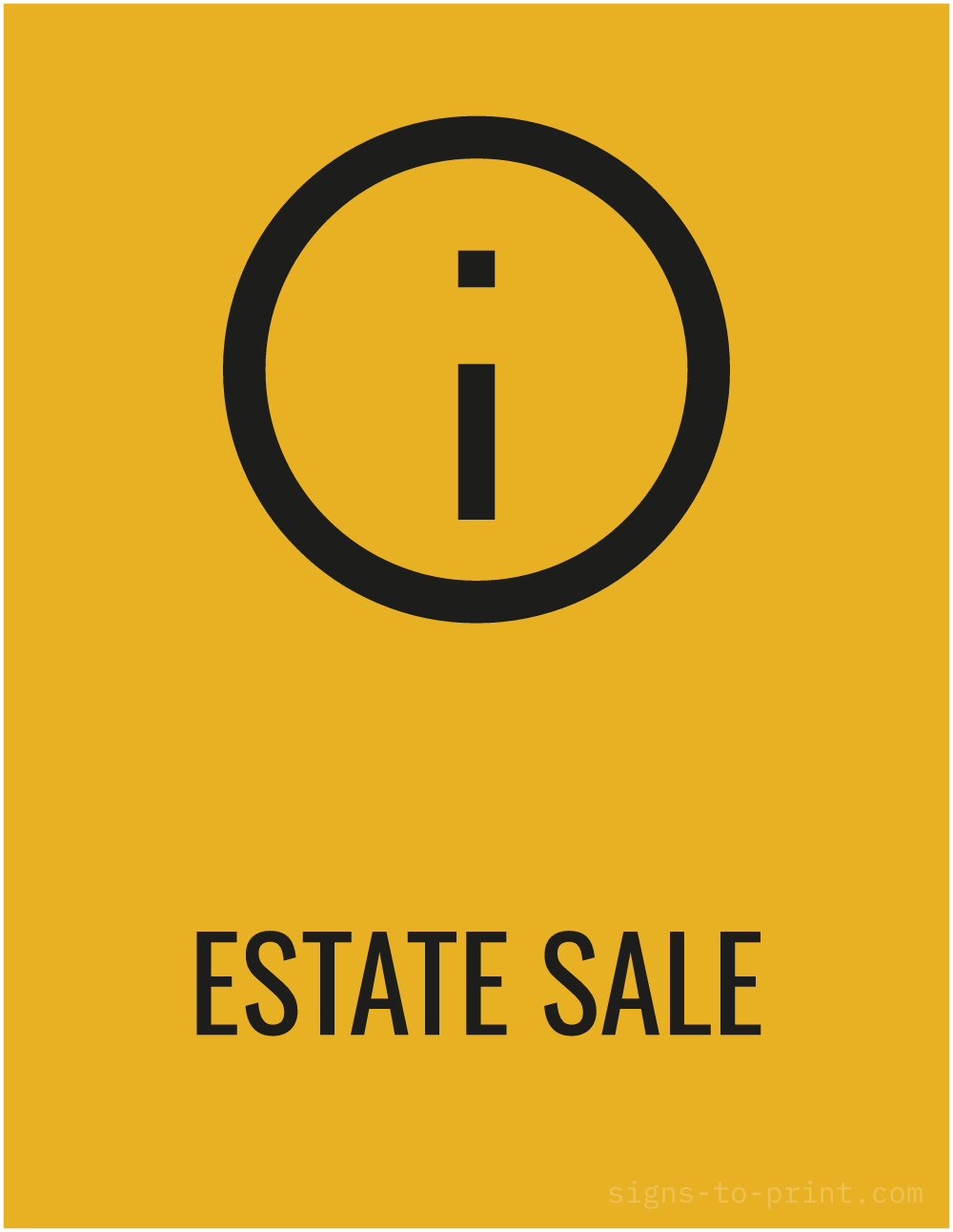 Free printable Estate Sale 8.5 x 11 sign, Orange / Black, 8.5 x 11 download