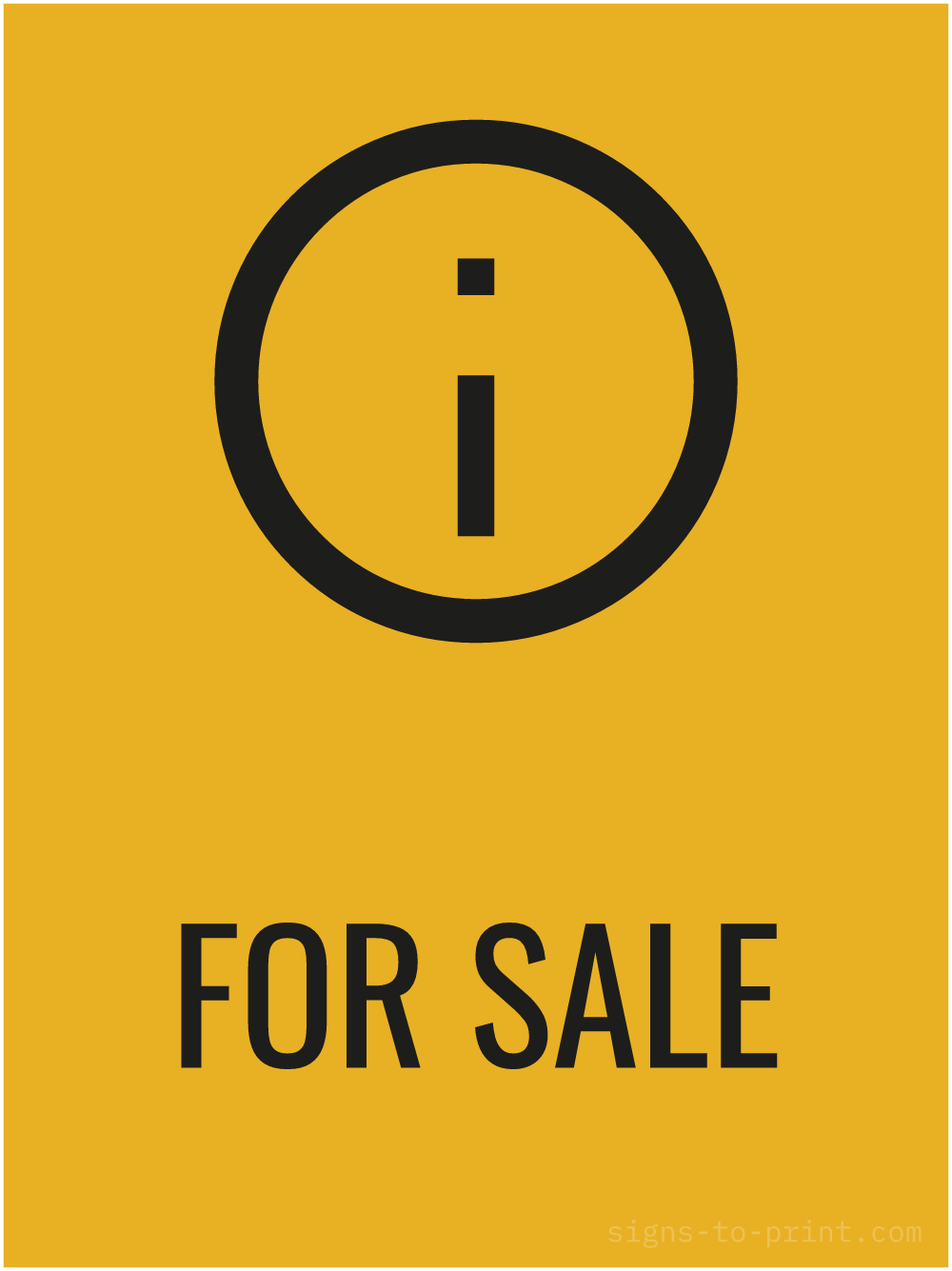 Free printable For Sale 18 x 24 sign, Orange / Black, 18 x 24 download