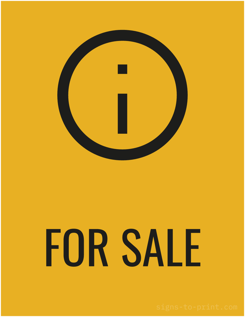 Free printable For Sale 8.5 x 11 sign, Orange / Black, 8.5 x 11 download
