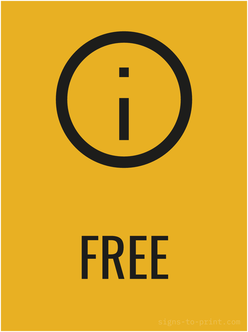 Free printable Free 18 x 24 sign, Orange / Black, 18 x 24 download