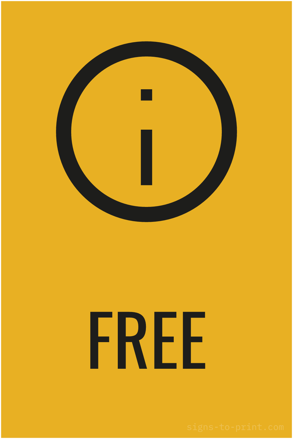 Free printable Free sign, Orange / Black, 12x18 in