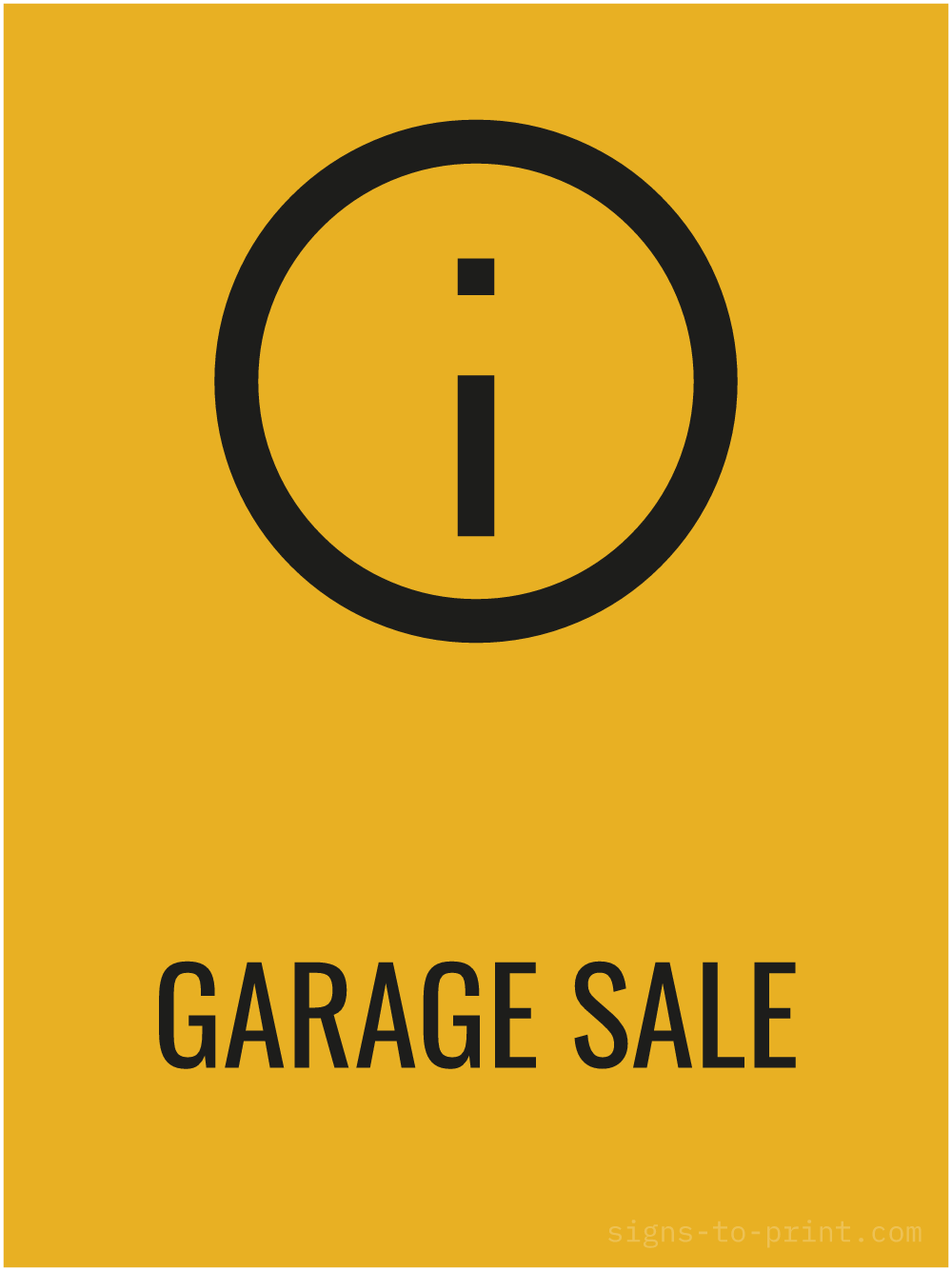 Free printable Garage Sale 18 x 24 sign, Orange / Black, 18 x 24 download