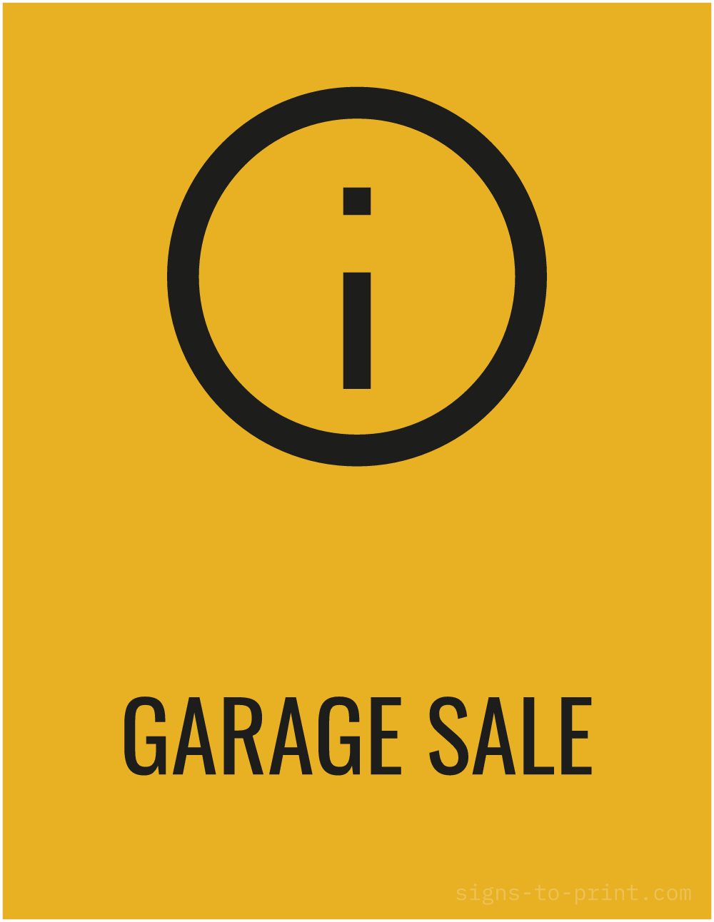 Free printable Garage Sale 8.5 x 11 sign, Orange / Black, 8.5 x 11 download