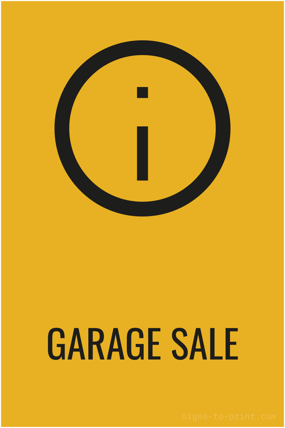 Free printable Garage Sale sign, Orange / Black, 12x18 in