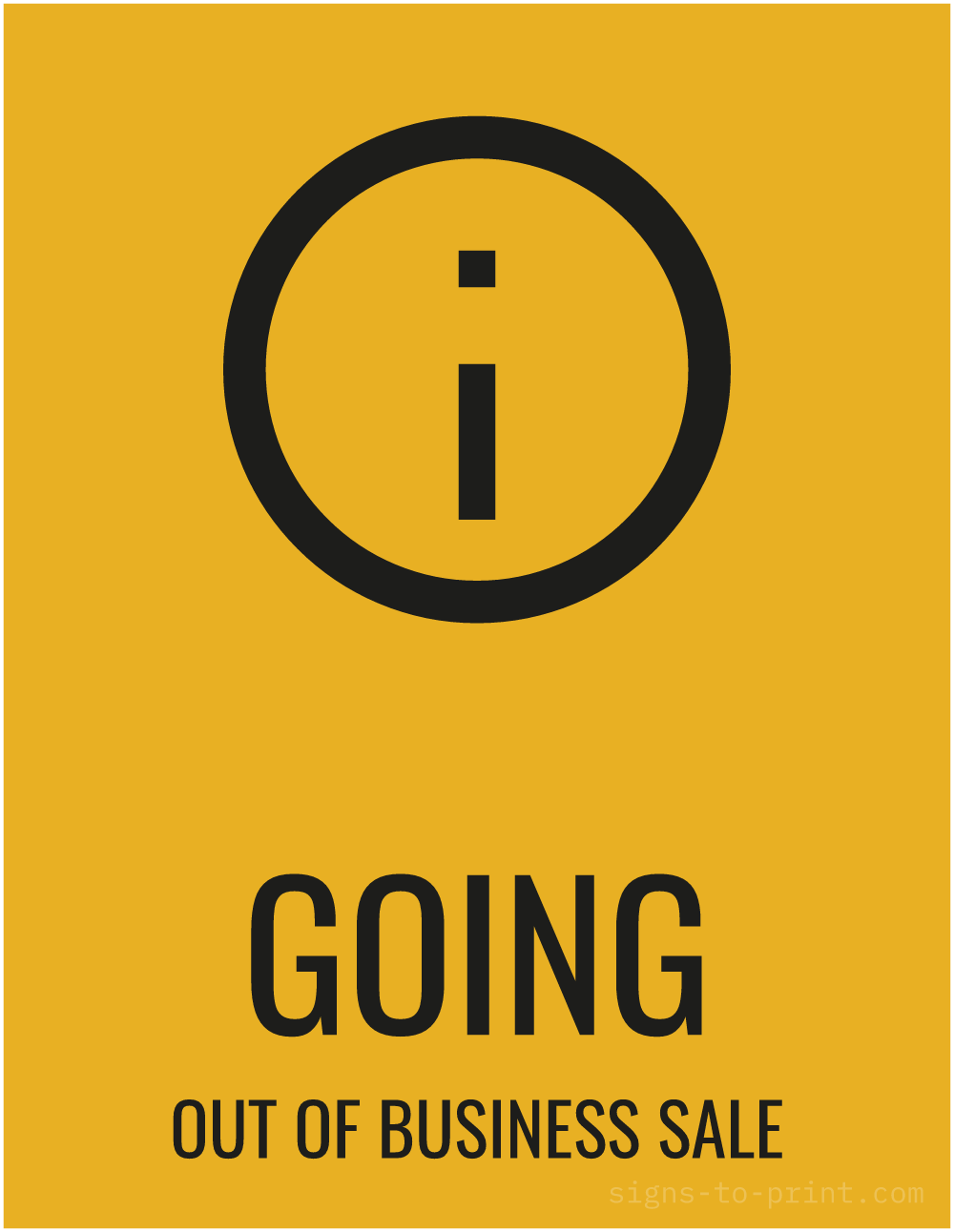 Free printable Going Out of Business Sale 8.5 x 11 sign, Orange / Black, 8.5 x 11 download