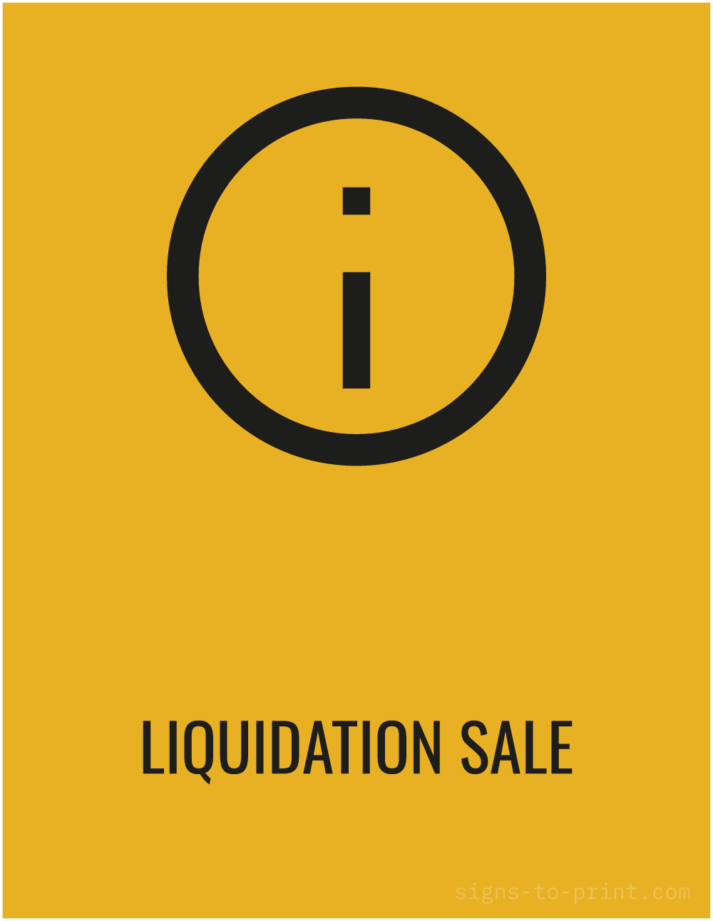 Free printable Liquidation Sale 8.5 x 11 sign, Orange / Black, 8.5 x 11 download