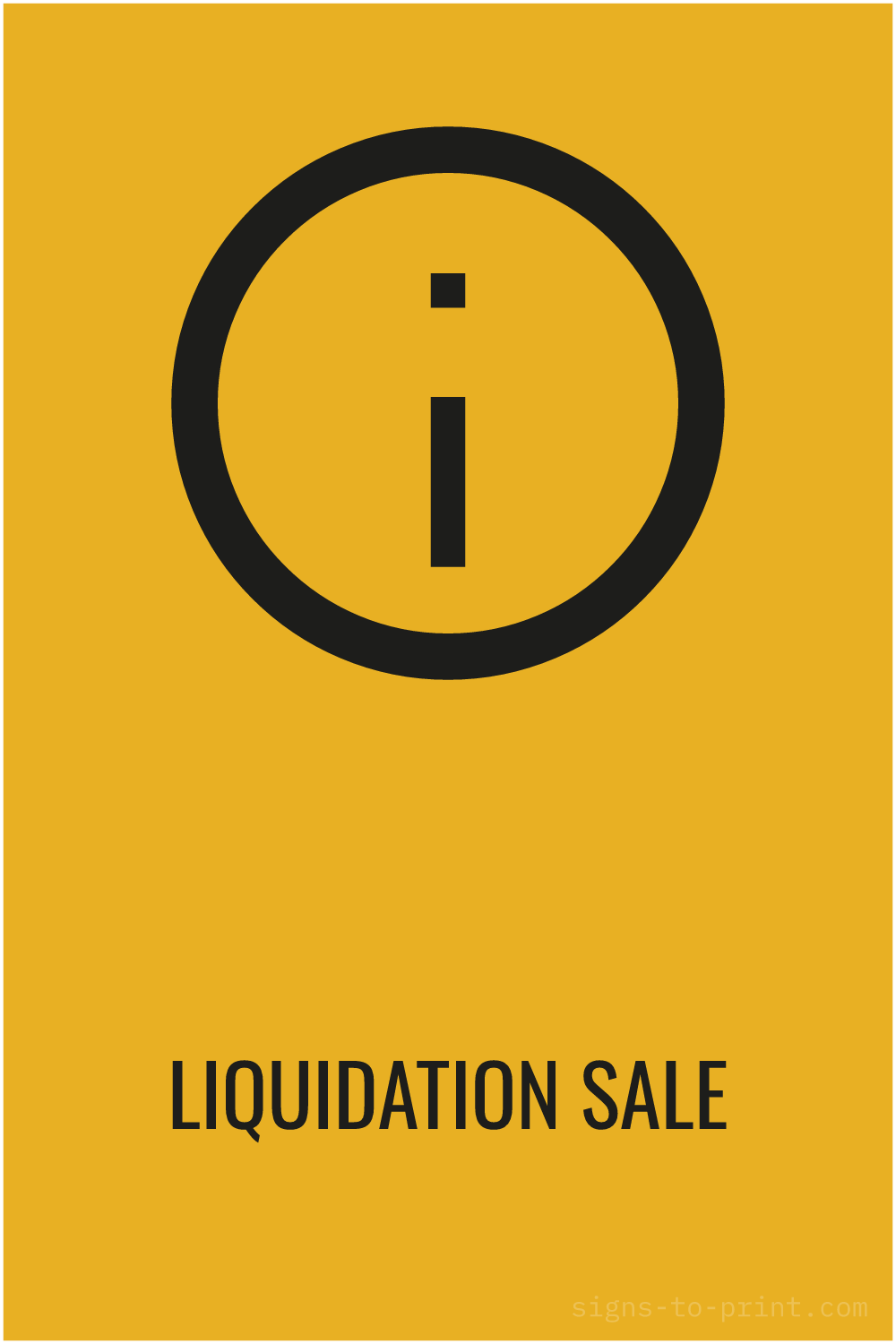 Free printable Liquidation Sale sign, Orange / Black, 12x18 in