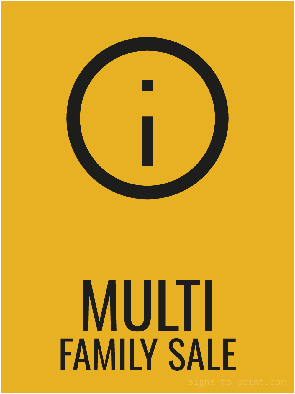 Free printable Multi Family Sale 18 x 24 sign, Orange / Black, 18 x 24 download