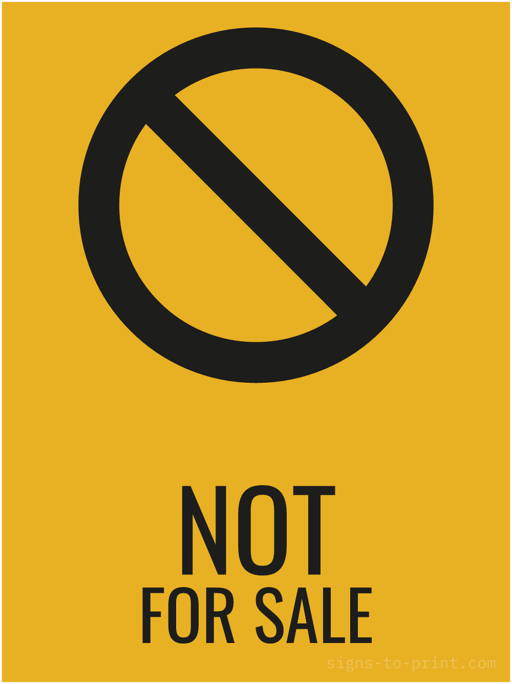Free printable Not for Sale 18 x 24 sign, Orange / Black, 18 x 24 download