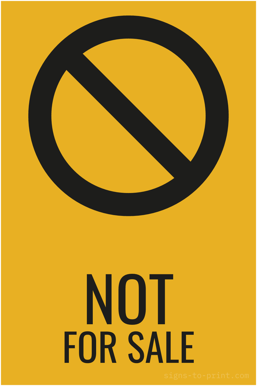 Free printable Not for Sale sign, Orange / Black, 12x18 in