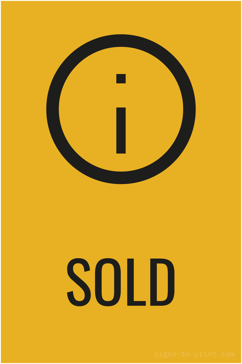 Free printable Sold sign, Orange / Black, 12x18 in