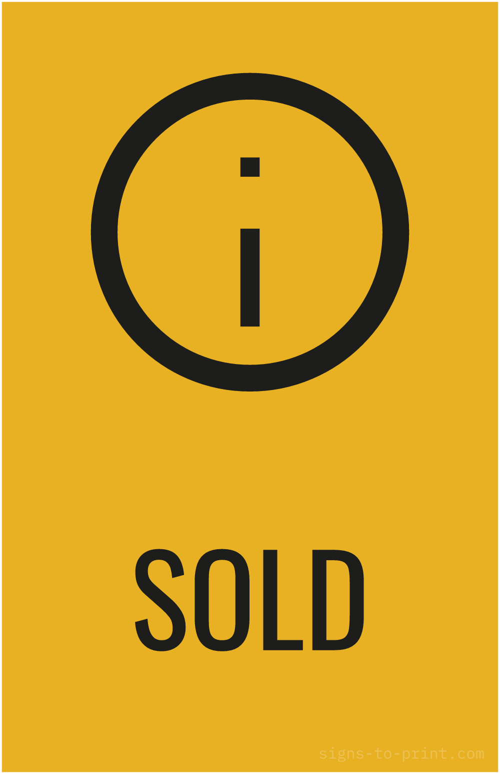 Free printable Sold 11 x 17 sign, Orange / Black, 11 x 17 download
