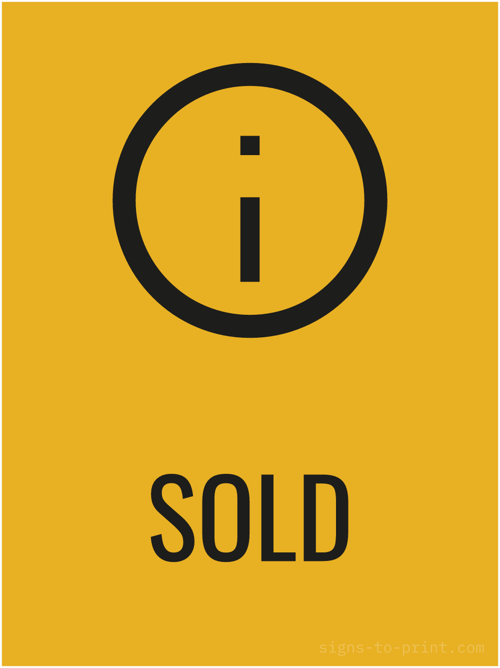 Free printable Sold 18 x 24 sign, Orange / Black, 18 x 24 download