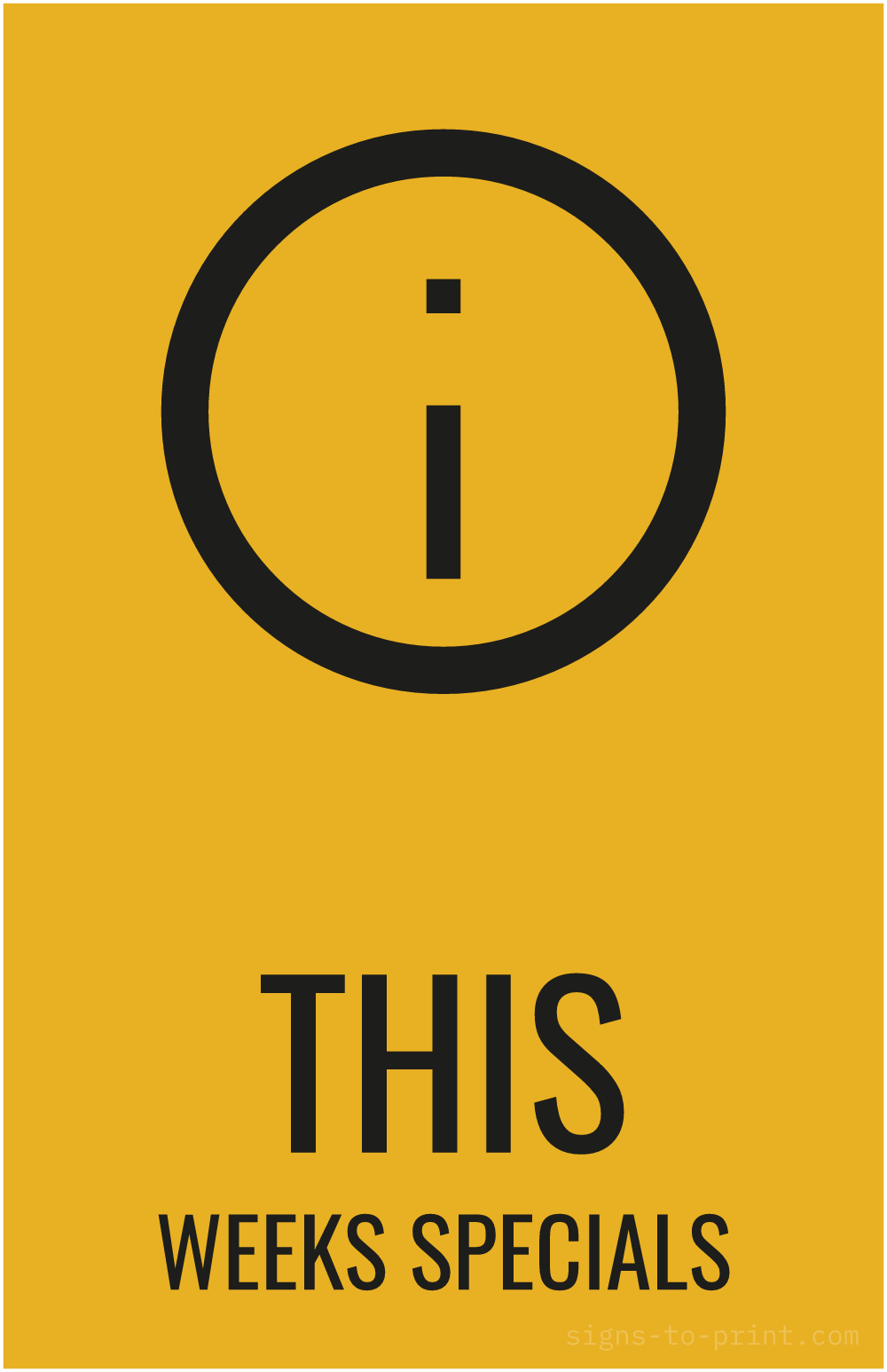 Free printable This Weeks Specials 11 x 17 sign, Orange / Black, 11 x 17 download