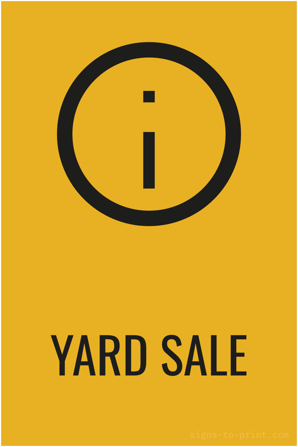 Free printable Yard Sale sign, Orange / Black, 12x18 in