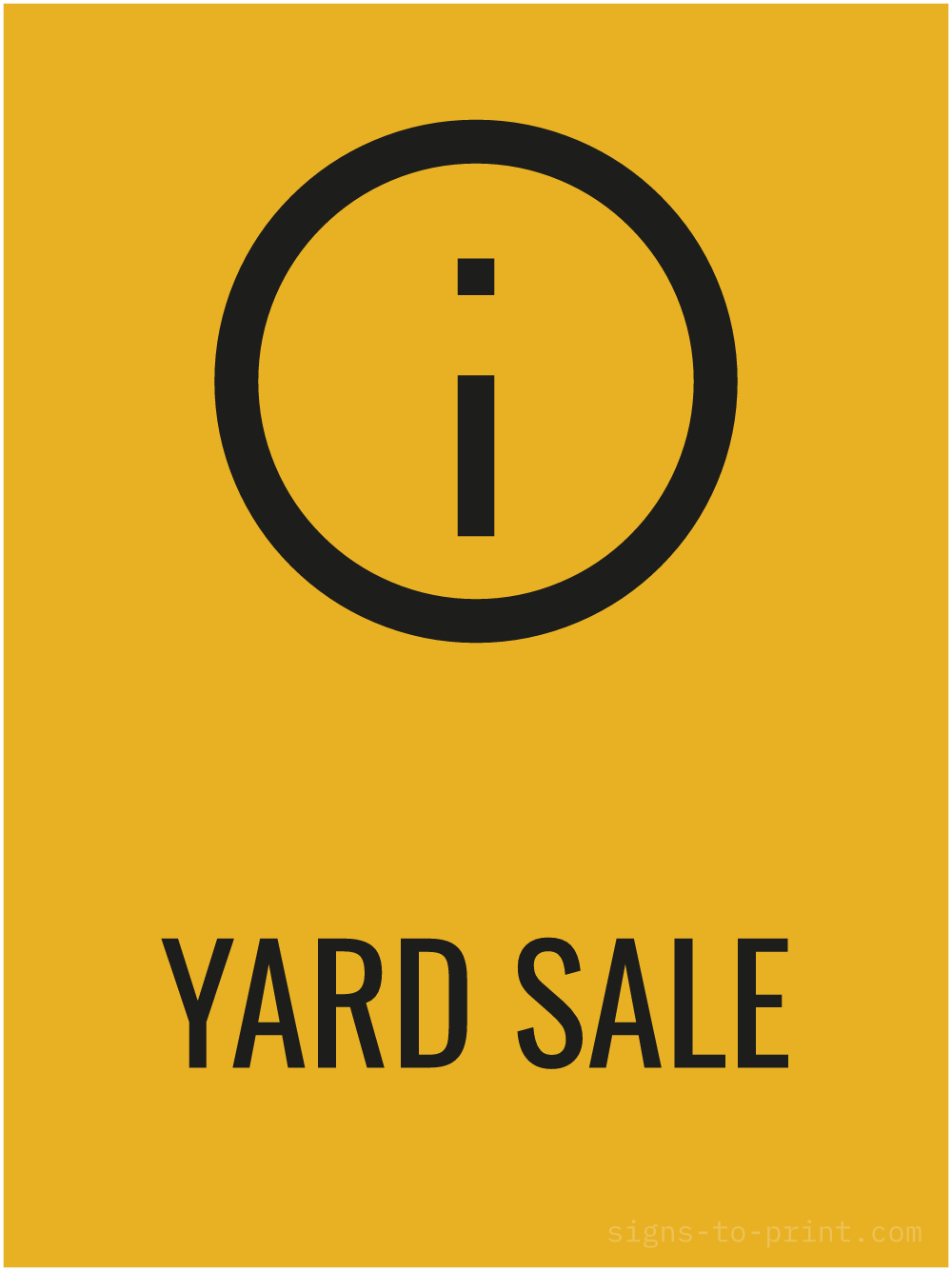 Free printable Yard Sale 18 x 24 sign, Orange / Black, 18 x 24 download