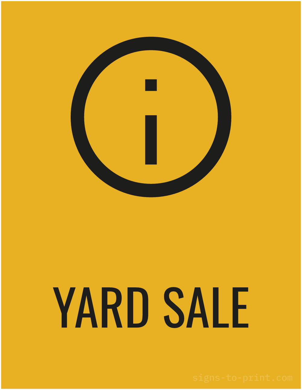 Free printable Yard Sale 8.5 x 11 sign, Orange / Black, 8.5 x 11 download