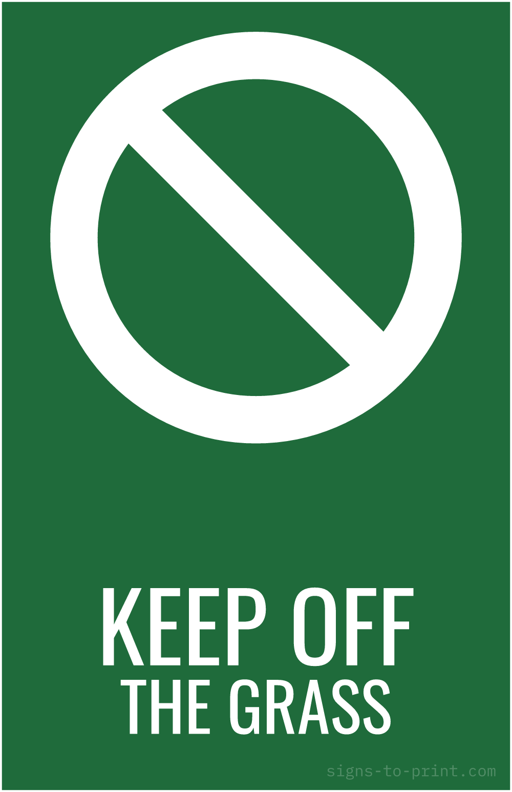 Free printable Keep Off the Grass 11 x 17 sign, Green / White, 11 x 17 download
