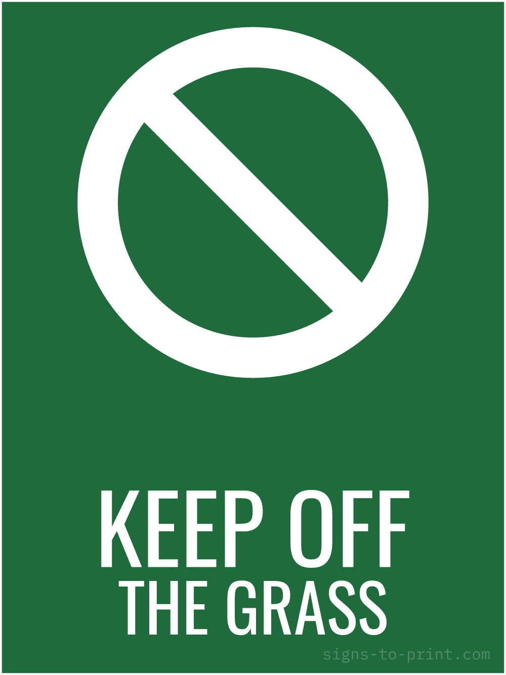 Free printable Keep Off the Grass 18 x 24 sign, Green / White, 18 x 24 download
