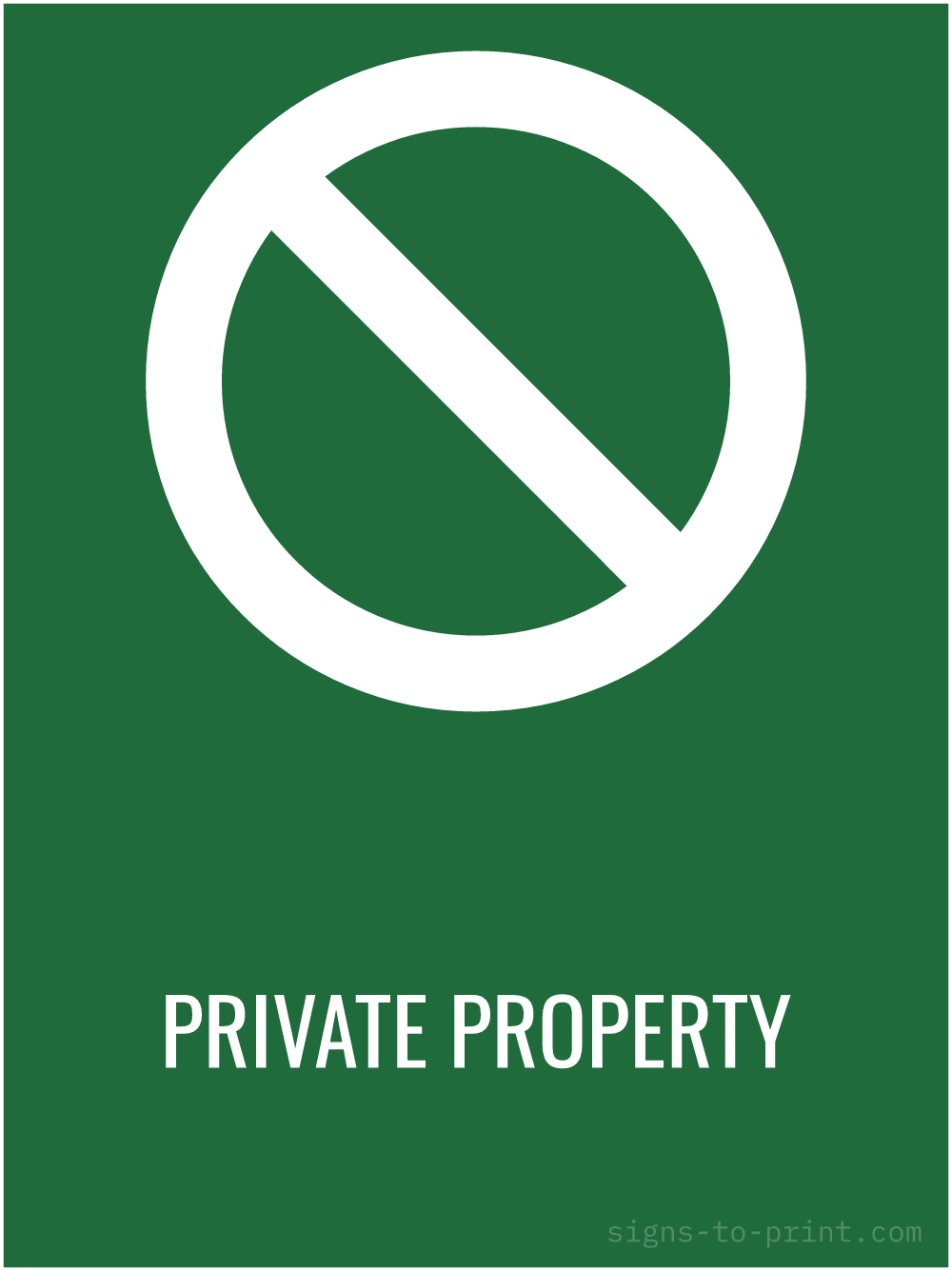 Free printable Private Property 18 x 24 sign, Green / White, 18 x 24 download